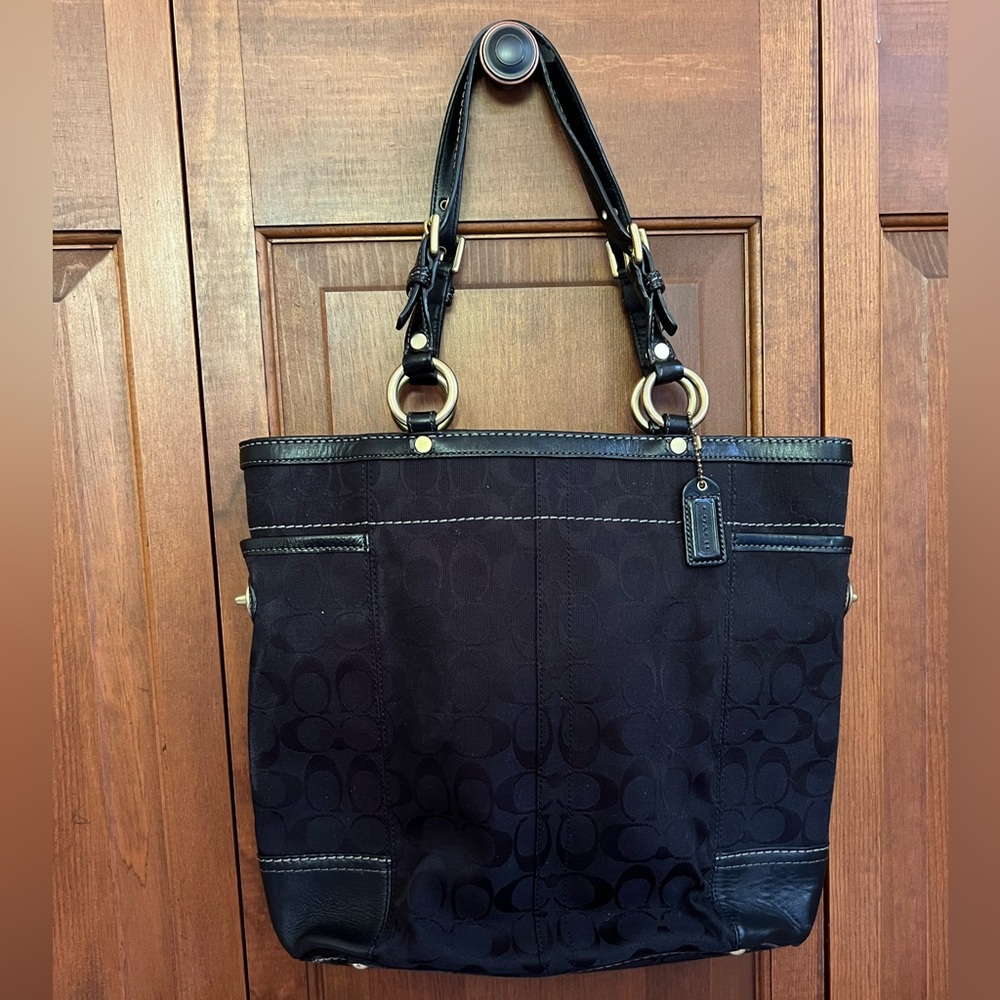 Coach Black Signature Tote Bag